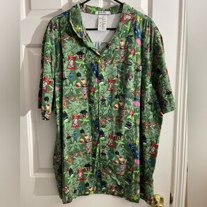 Men's X Large (XL) Disney Parks Polynesian Tiki mugs All Over Camp Button Down